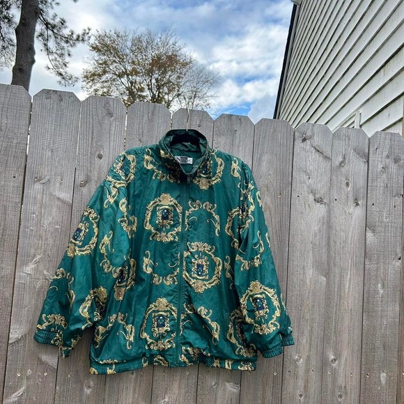 Green vintage Versace inspired windbreaker by "slade" size medium - Picture 3 of 8